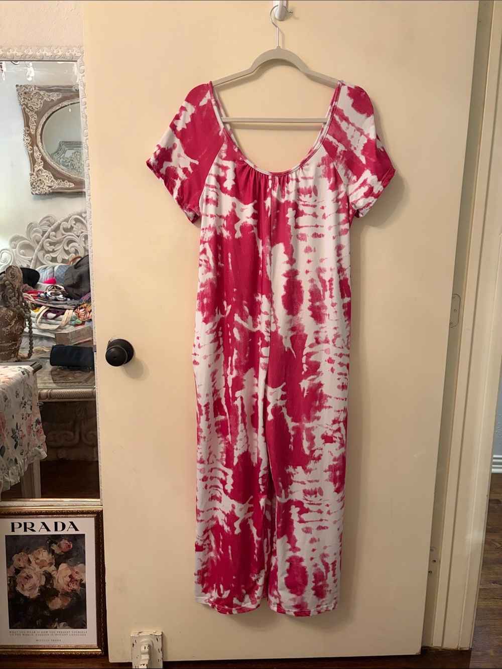 Women’s Pink and White Tie-Dye romper